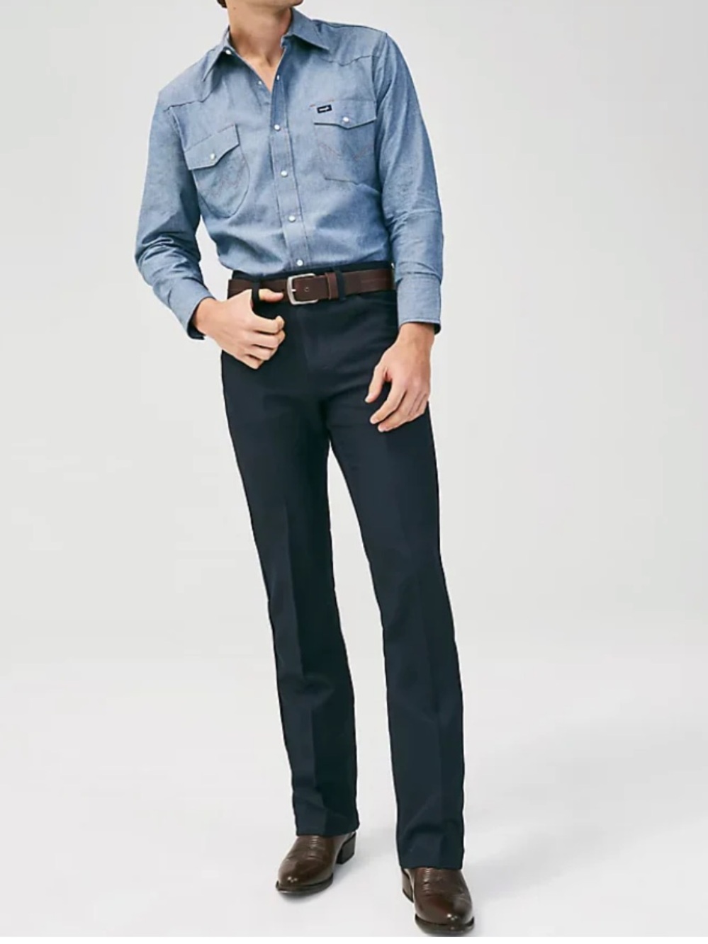 NWT Wrangler Wrancher Boot Jean Navy Boot Cut Pants Polyester Size 32/34